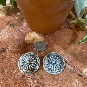 Brushed Sterling Silver Stud Earrings